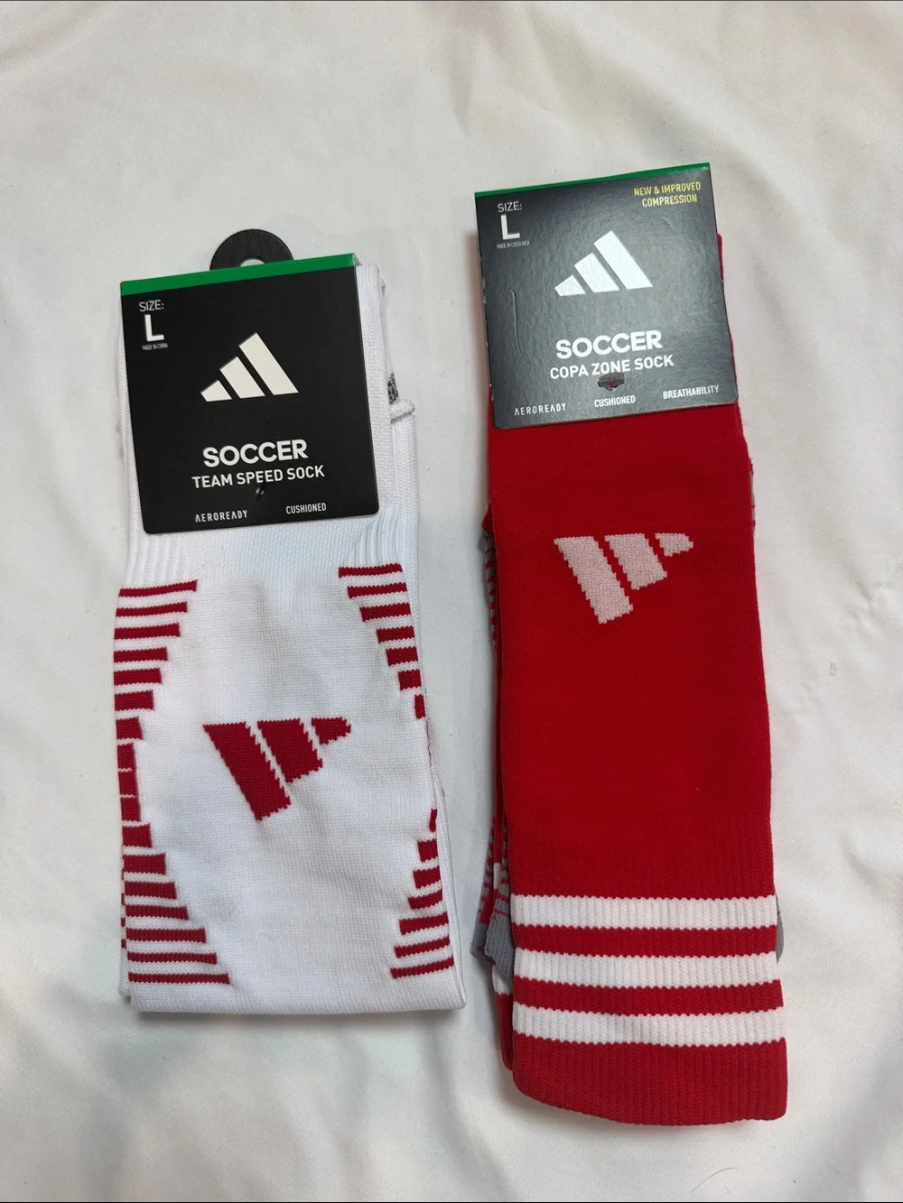 adidas Men's Soccer Socks-Red & White